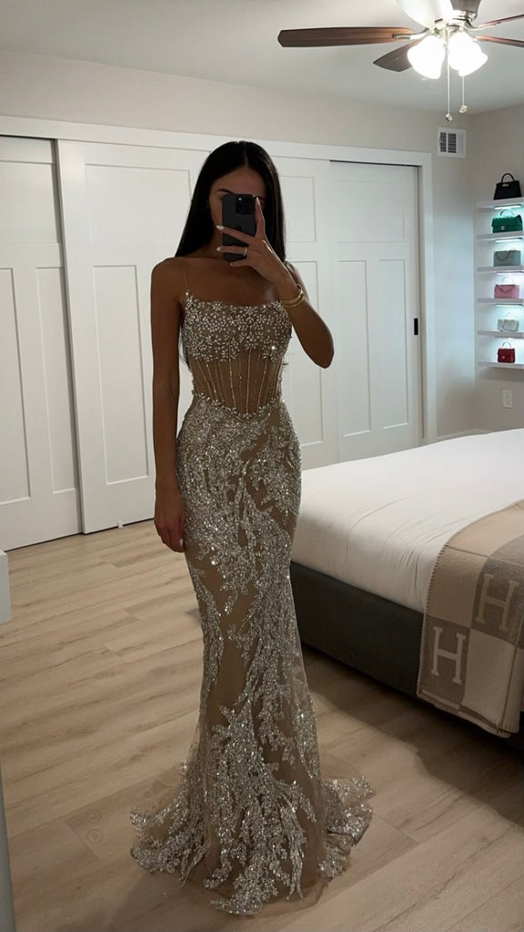 FULLY EMBELLISHED CRYSTAL NUDE GOWN – SHOP DDMINE