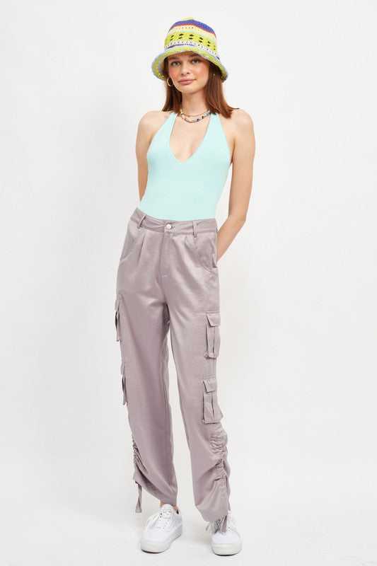 V NECK HALTER BODYSUIT DDMINE