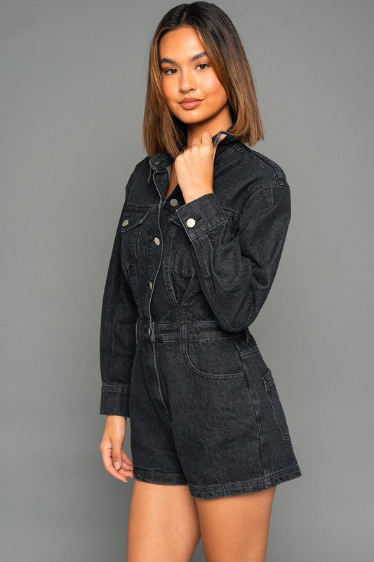 Long sleeve shop jean romper