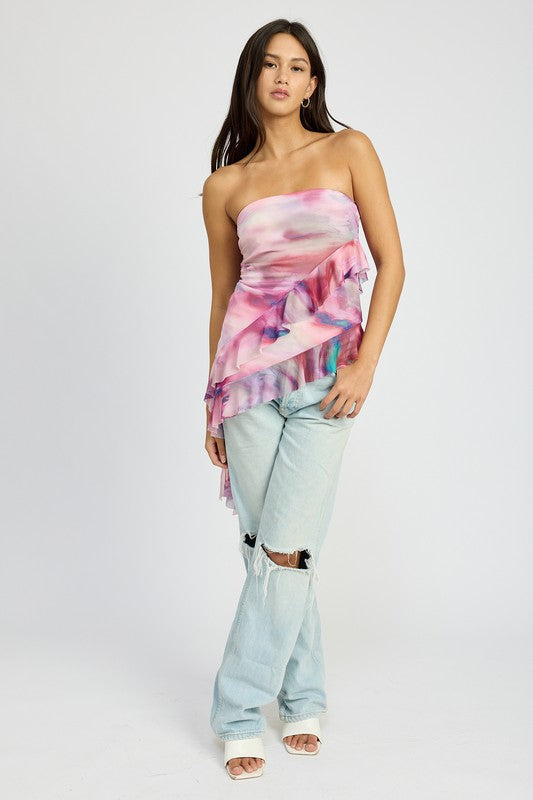 【mnem】Tube Top Frill Tiered One Piece NM-IN-56-BLS-23-JUN-861-WHITE_