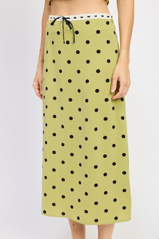 ★ORDES★ LAYERED POLKA DOT SKIRTS THLAI Women Polka Dot Maxi Skirt Ruffle Layered Long Skirt