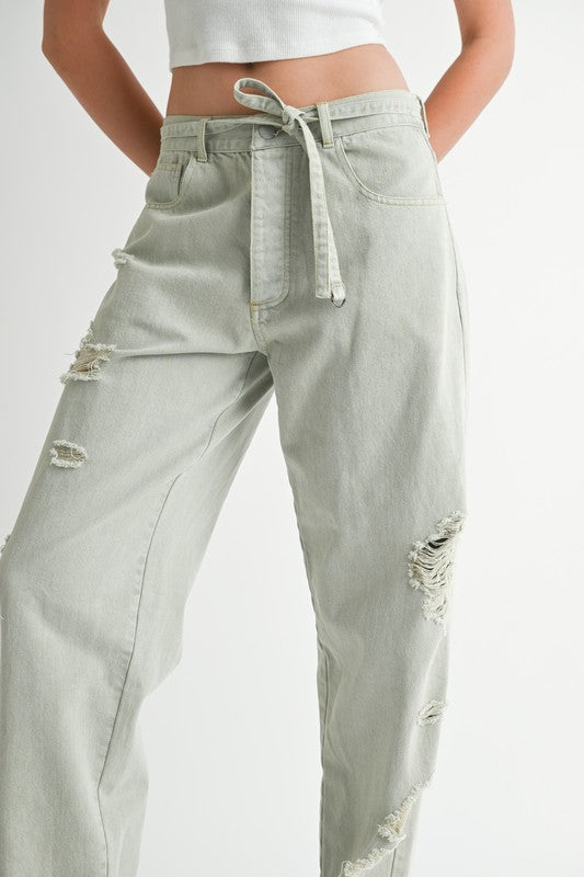 【DEARMINE】Raven banding wide pants Womens Wide Leg Pant | Recycled Polyester