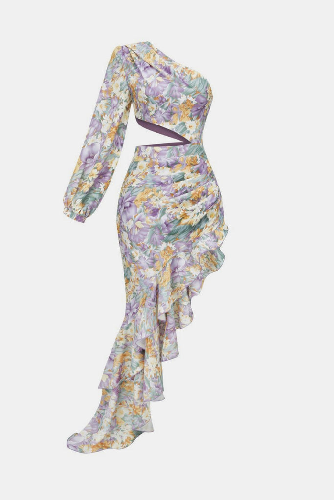 Double Take Full Size Floral Ruffle Hem Smocked Dress