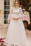LONG SLEEVE LACE WEDDING BALL GOWN