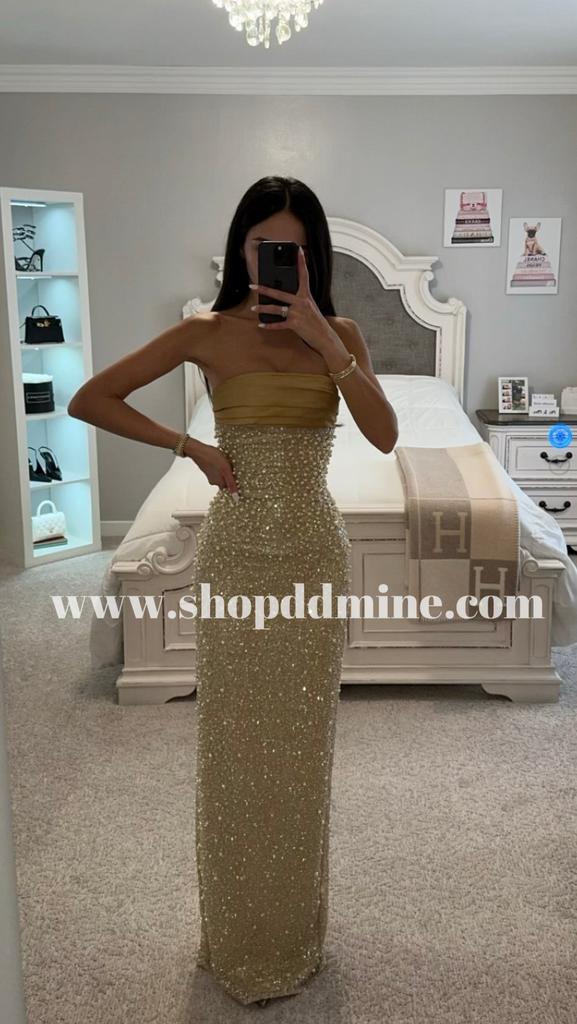 Red Divine Beaded Maxi Gown (L)
