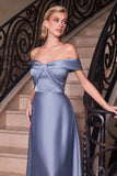 OFF SHOULDER KNOT CHEST A LINE GOWN