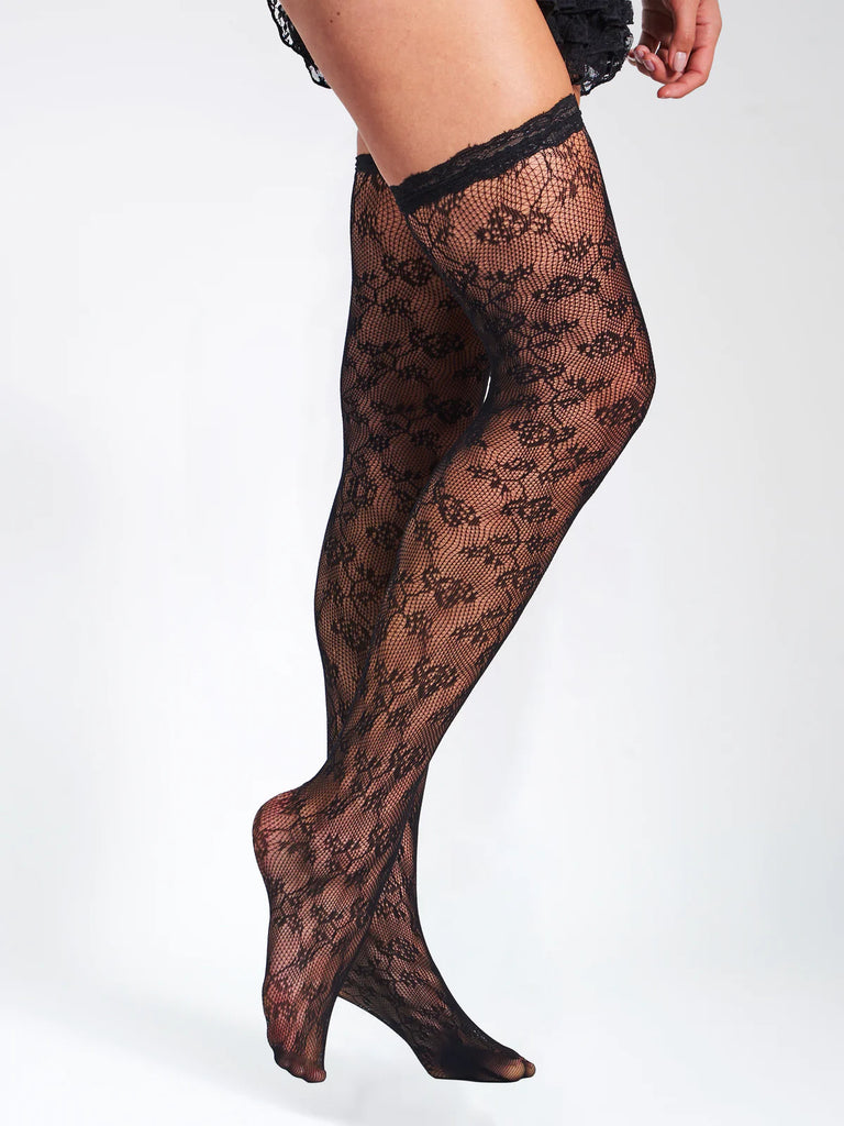 Black lace sales thigh high stockings