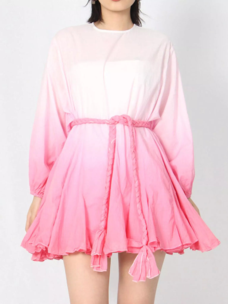 今期　T/W OMBRE CHECK BALLOON SLEEVE DRESS T/W OMBRE CHECK BALLOON SLEEVE DRESS – OBLIGE