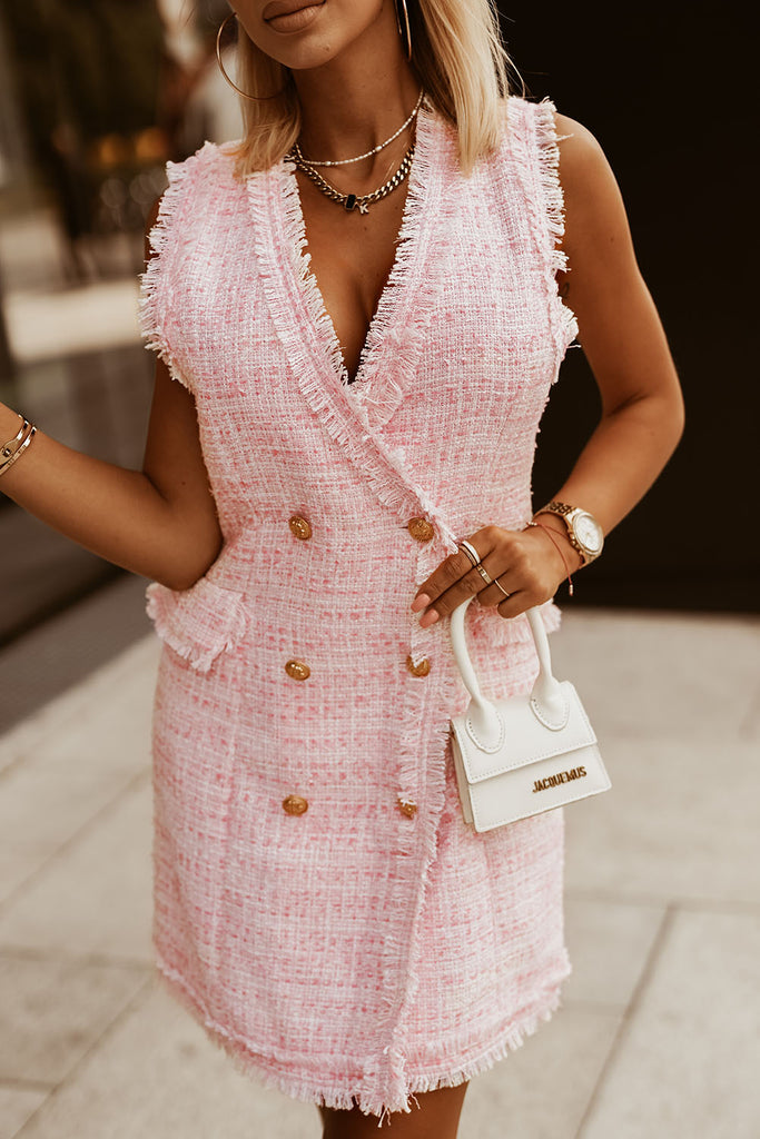 Fringe Sleeve Mini Blazer Dress