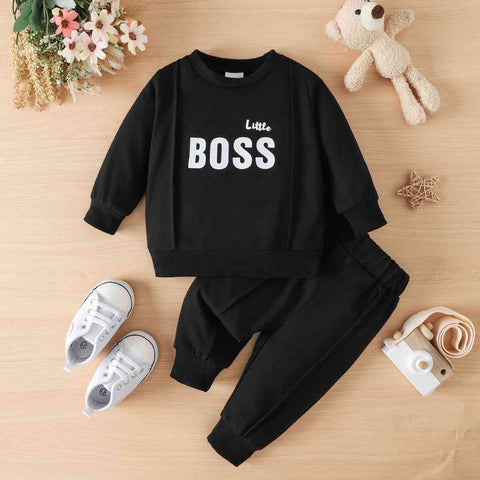 LITTLE BOSS ROUND NECK LONG SLEEVE TOO AND JOGGER SET