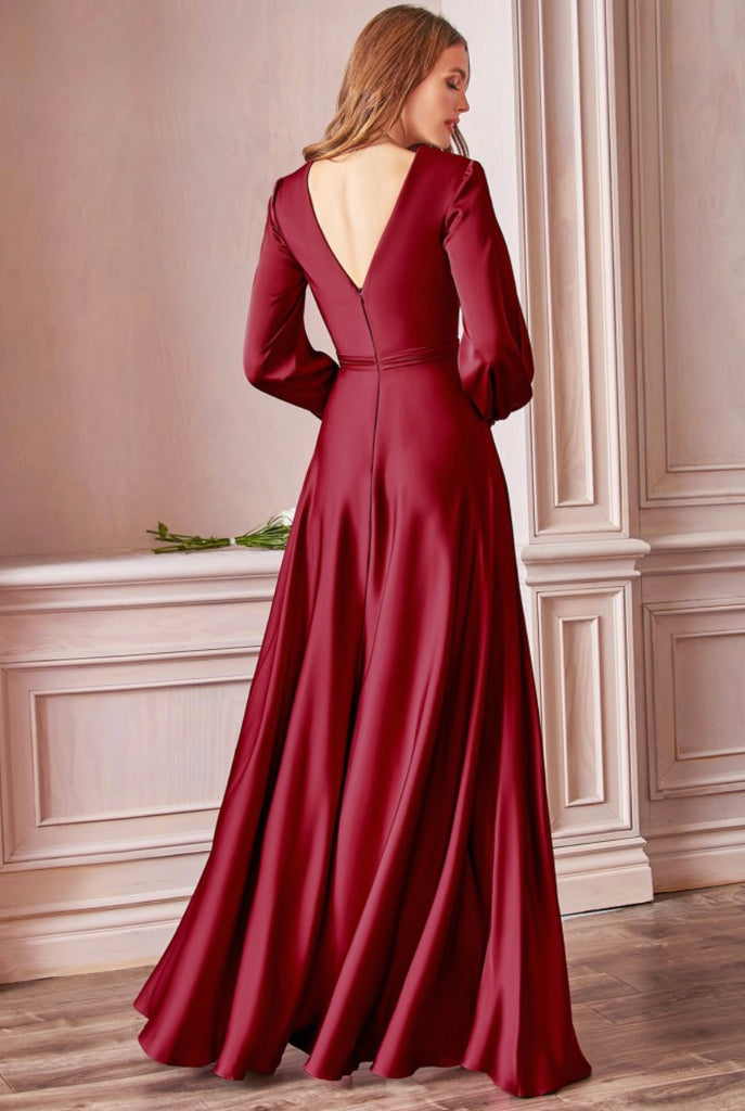 Silky long fashion sleeve dress