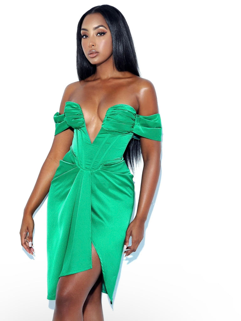 Walk The Line Midi Dress Green