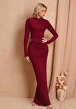 LONG SLEEVE RUCHED MAXI DRESS