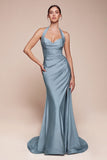 ROBE AJUSTÉE EN SATIN EXTENSIBLE À COL NU