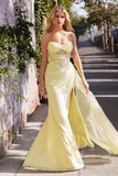 STRAPLESS DRAPED FITTED GOWN