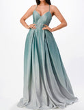 LACE UP GLITTER OMBRÉ GOWN