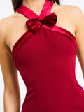 BARBRA RED CROSS STRAPS BODYCON MINI DRESS