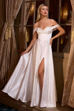 OFF WHITE OFF SHOULDER COWL NECK A LINE GOWN