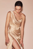 ONE SHOULDER SATIN CORSET GOWN