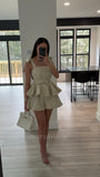 Jacquard Floral Peplum Top and Flare Shorts Set