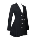 RIA BLACK BLAZER PLEATED DETAIL MINI DRESS