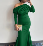 LONG SLEEVE ONE SHOULDER GOWN