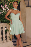 A LINE CHIFFON SCARF MINI DRESS