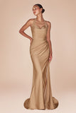 ROBE AJUSTÉE EN SATIN EXTENSIBLE À COL NU