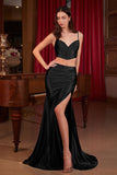 TWO PIECE SATIN FITTED GOWN