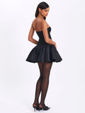 KADEN BLACK DROP WAIST MINI PUFFY DRESS
