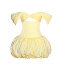 UMIKA BUTTER YELLOW BUBBLE HEM MINI DRESS
