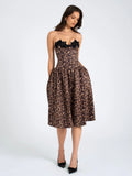 CHEETAH PRINT STRETCHY STRAPLESS MIDI DRESS