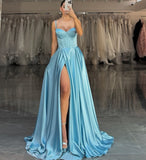 A LINE SATIN BUSTIER MAXI DRESS