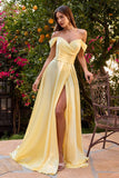 LT YELLOW A-LINE SATIN GOWN