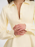 Obelia Off White Long Sleeve Polo Mini Dress
