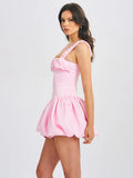 AUBREY PINK BUBBLE HEM MINI DRESS