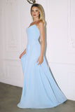 STRAPLESS SCARF A LINE CHIFFON DRESS