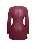 BAILA BURGUNDY VEGAN LEATHER BLAZER MINI DRESS