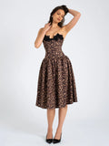 CHEETAH PRINT STRETCHY STRAPLESS MIDI DRESS