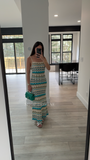 Lightweight Pointelle Chevron Knit Maxi Dress
