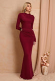 LONG SLEEVE RUCHED MAXI DRESS