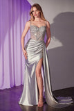 CRYSTAL & SATIN FITTED GOWN