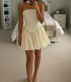 Valentina Butter Yellow Boned Curve Edge Mini Dress