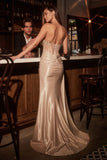 STRAPLESS STRETCH TAFFETA EMBELLISHED DRESS