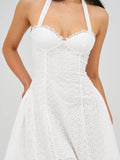 ROBE MINI-HALTER À OEILLETS BLANCHE JOANNA