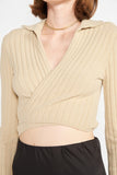 COLLARED LONG SLEEVE CROP TOP