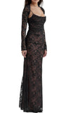 LONG SLEEVE LACE BOLERO MAXI DRESS