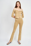 HIGH WAIST PANTS WITH FRONT SLITS