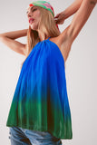 OMBRE HIGH NECK PLEATED TOP