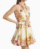 HEMANT AND NANDITA SAMA FLORAL BELTED MINI DRESS